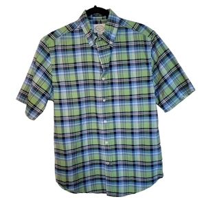 St. John's Bay Grn/Blk Plaid SS Shirt Sz S